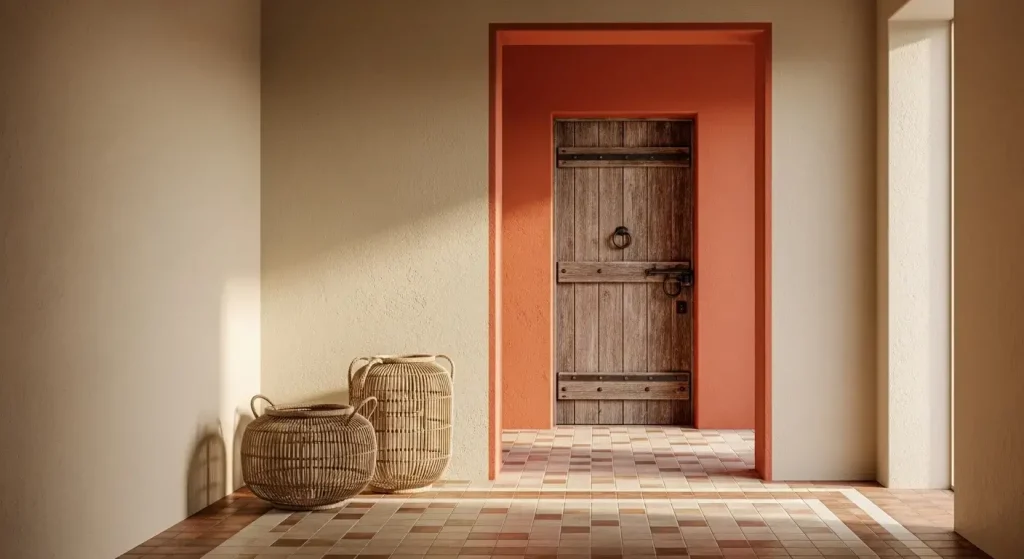 Couloir beige et terracotta