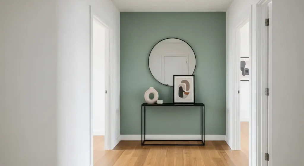 Couloir blanc et vert sauge