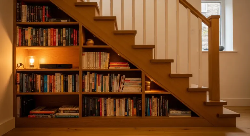 Ranger des livres sous un escalier