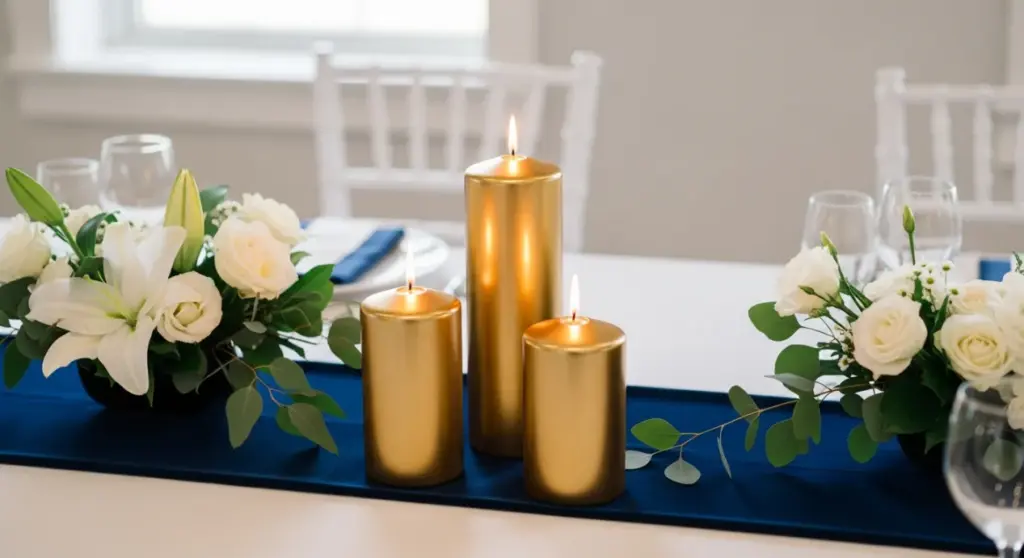 Centre de table or et bleu