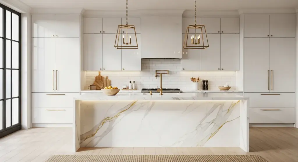 Cuisine couleur blanche et or