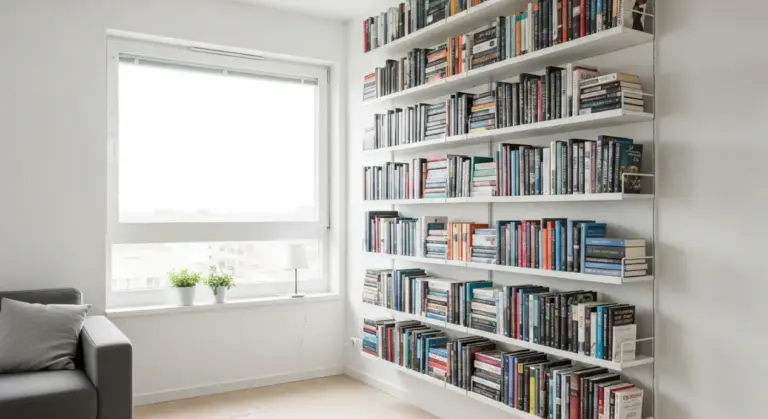 Bibliothèque avec des étagères murales