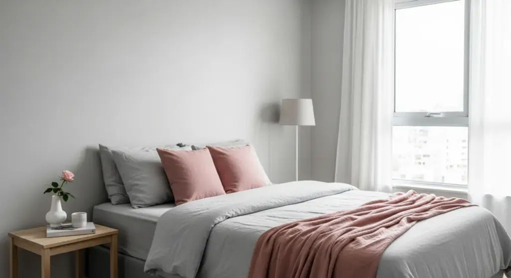 Décoration chambre pour adulte rose et grise