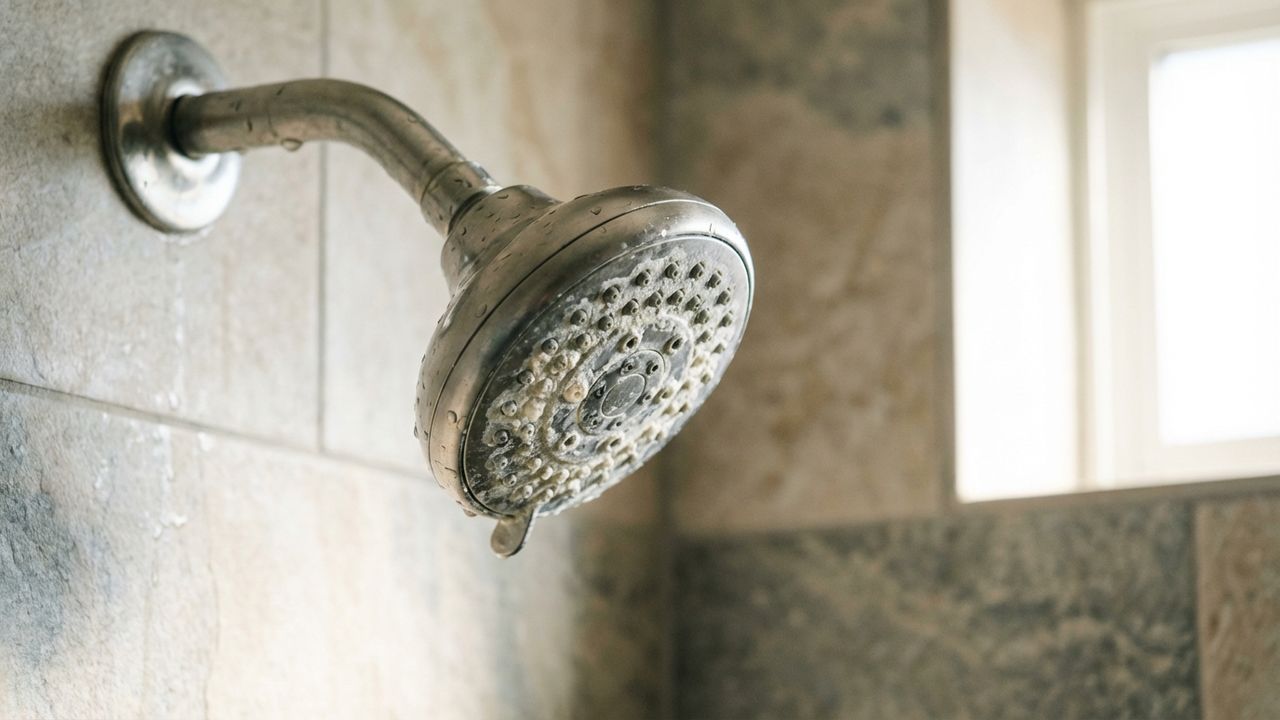 Pommeau de douche entartré