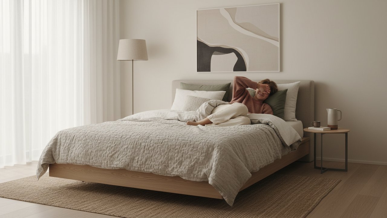 Adolescent dans une chambre avec lit 1 place et demi offrant confort et espace