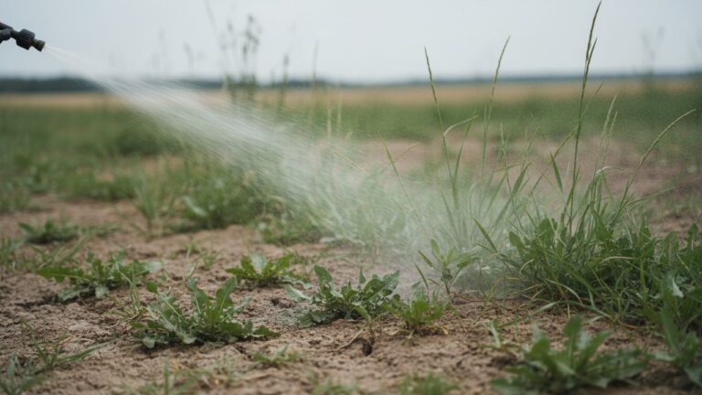 Pulvérisation de glyphosate sur un sol contaminé par les mauvaises herbes