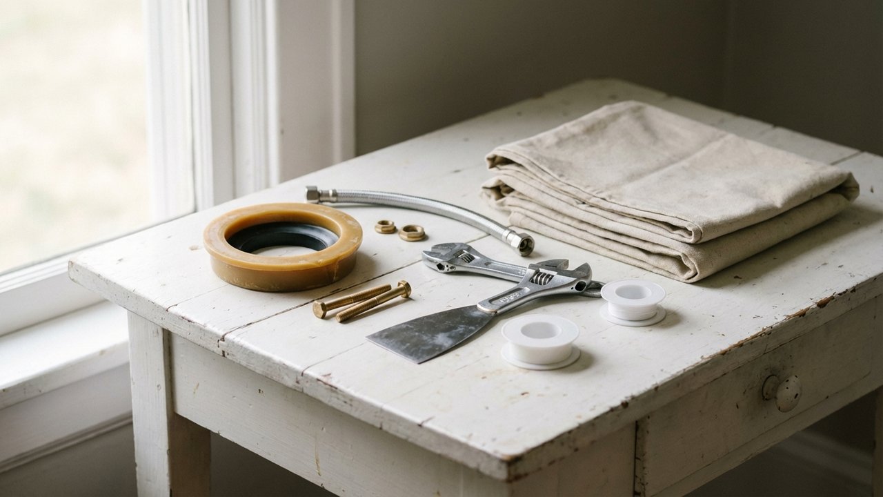 Outils et matériaux nécessaires pour remplacer des WC
