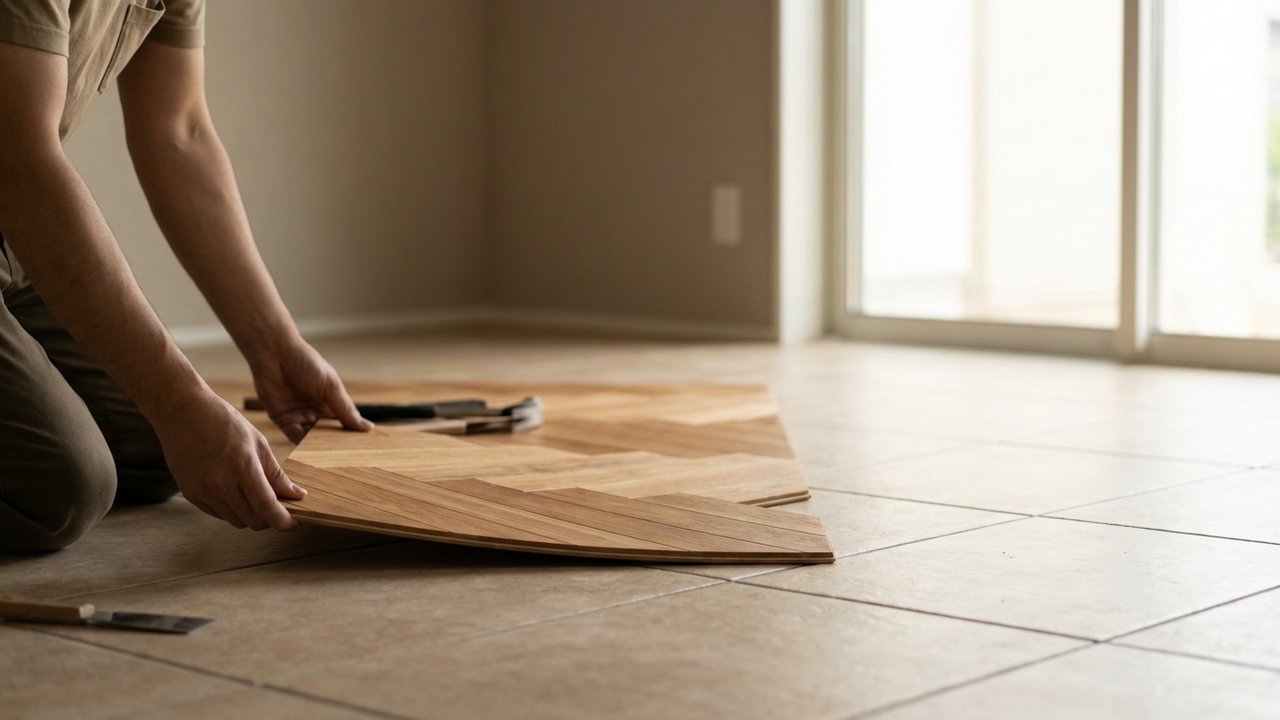 Pose de parquet flottant sur carrelage existant