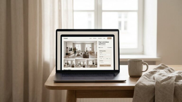 Annonce Airbnb optimisée avec photos de qualité et interface de réservation