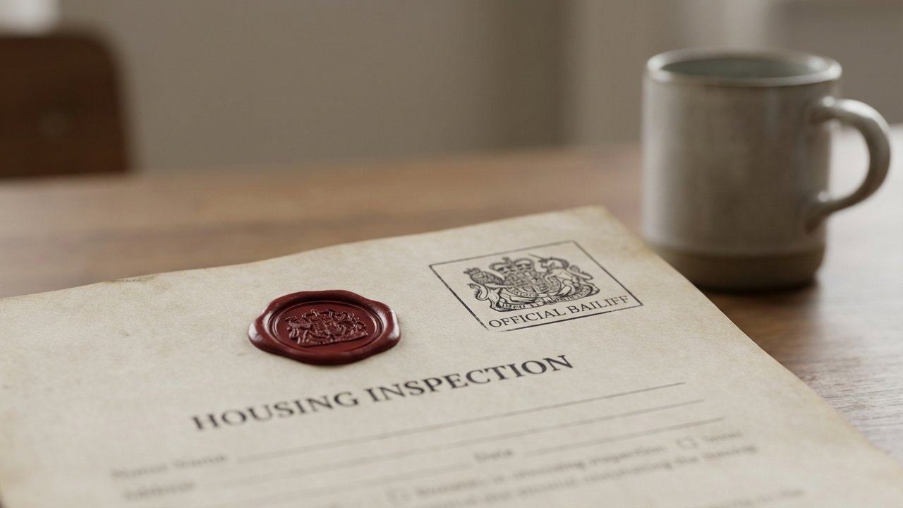 Document officiel d'état des lieux signé par un huissier de justice