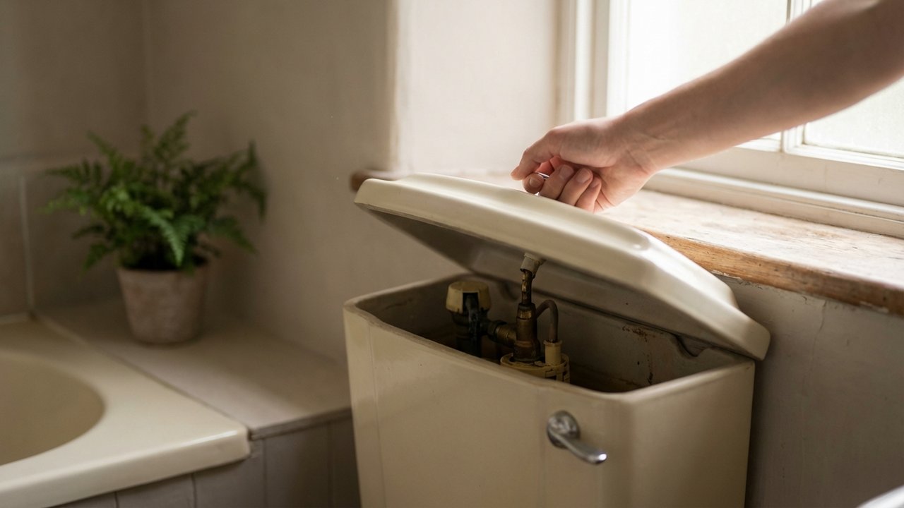 Ouverture du réservoir de chasse d'eau pour accéder au mécanisme