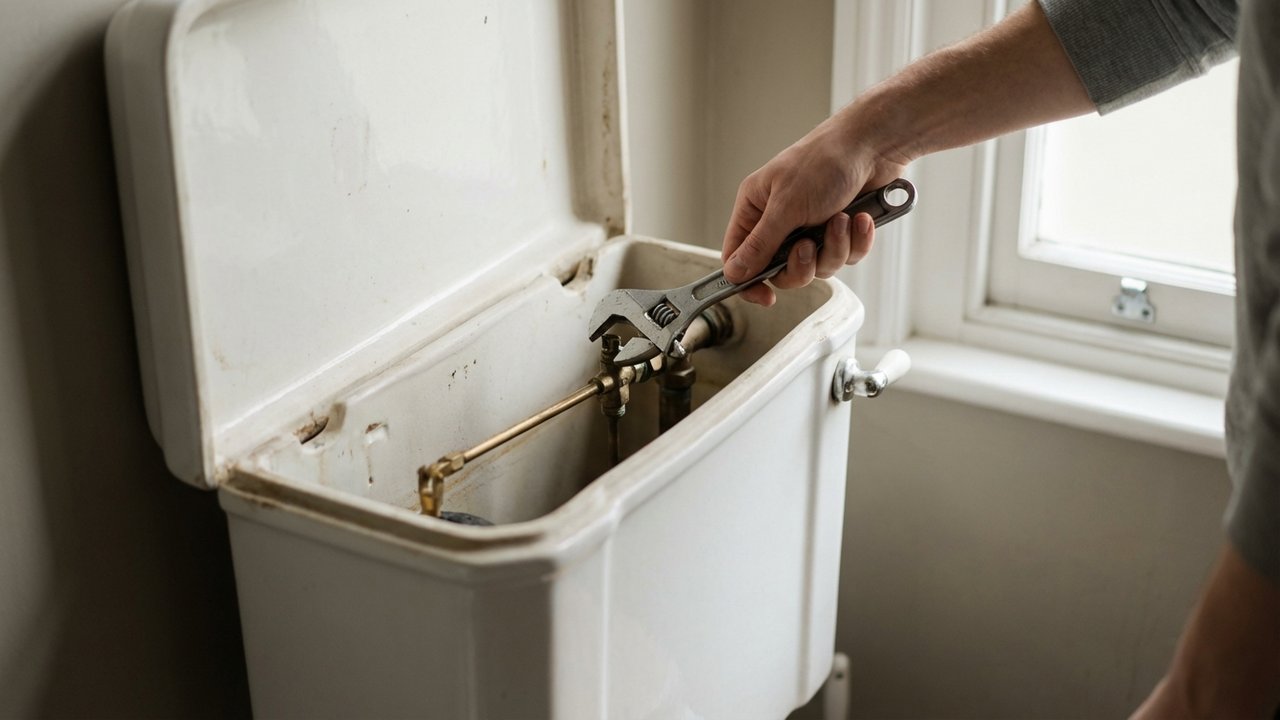 Vérification du remplissage et ajustement du flotteur dans le réservoir
