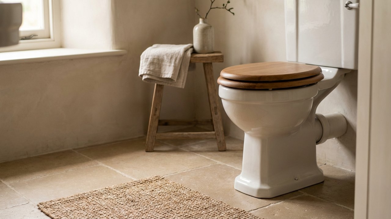 WC à poser traditionnel avec pied apparent