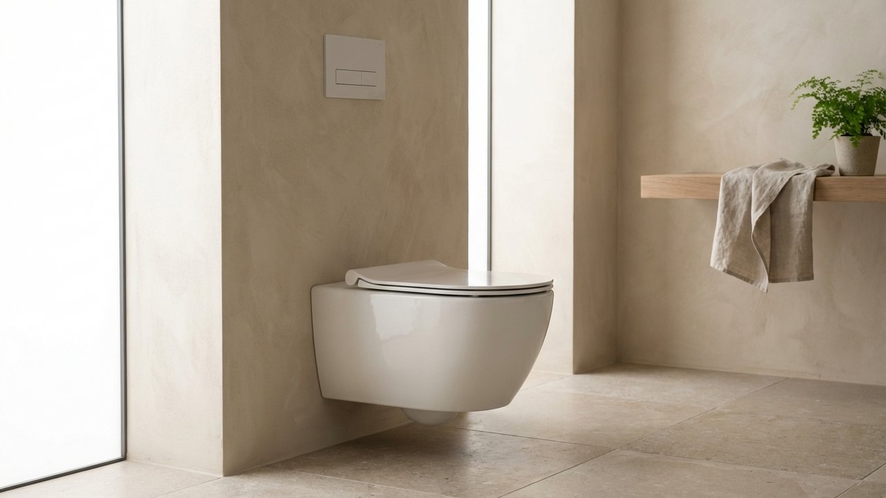 WC suspendu avec réservoir intégré et hauteur réglable