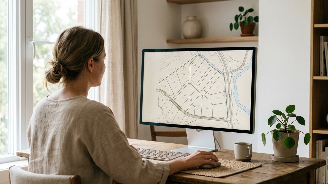 Consultation d'une carte cadastrale pour identifier une parcelle de terrain