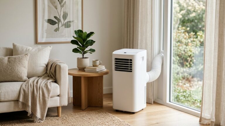 Climatiseur mobile Comfee installé dans un salon