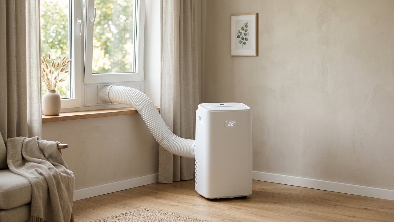 Installation d'un climatiseur portable Comfee avec gaine d'évacuation à la fenêtre