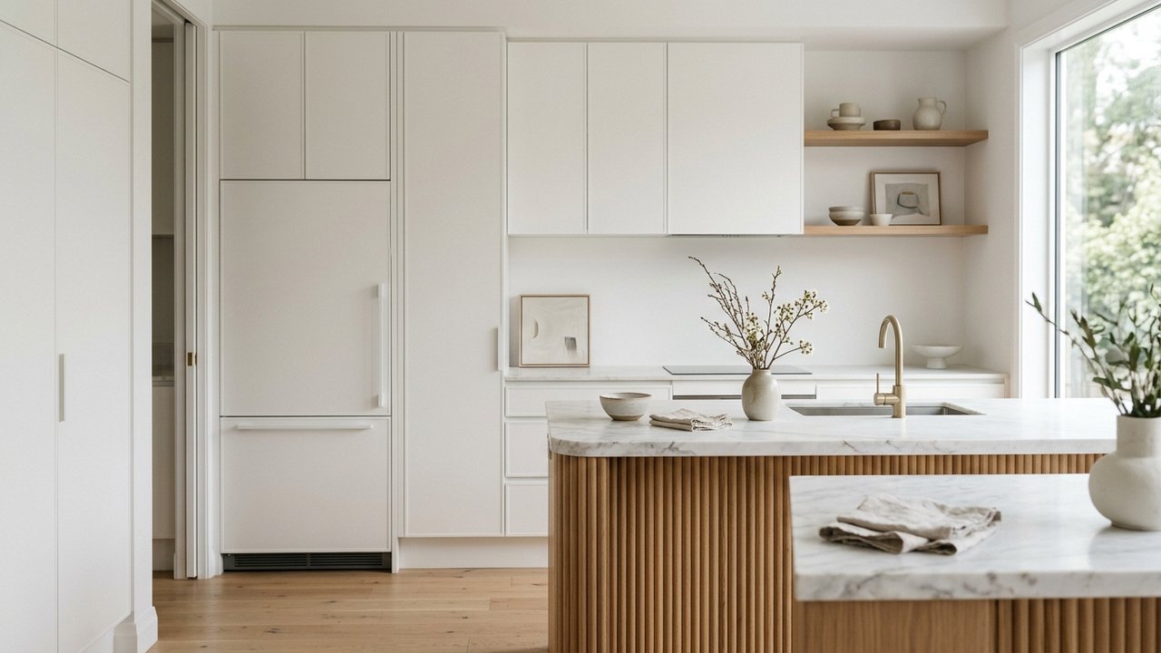 Cuisine intégrée avec électroménager encastré et façades coordonnées