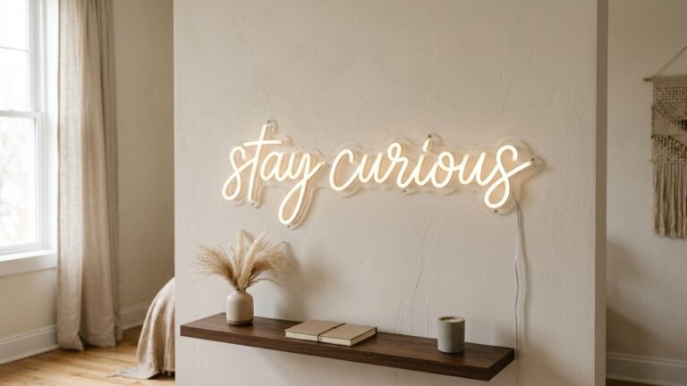 Néon personnalisé avec texte custom illuminant un mur
