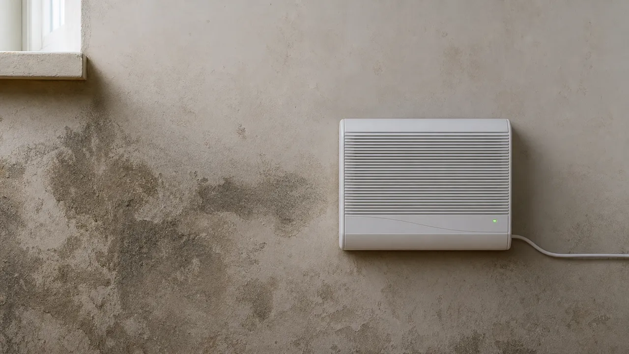 Boîtier anti-humidité électromagnétique installé sur un mur humide