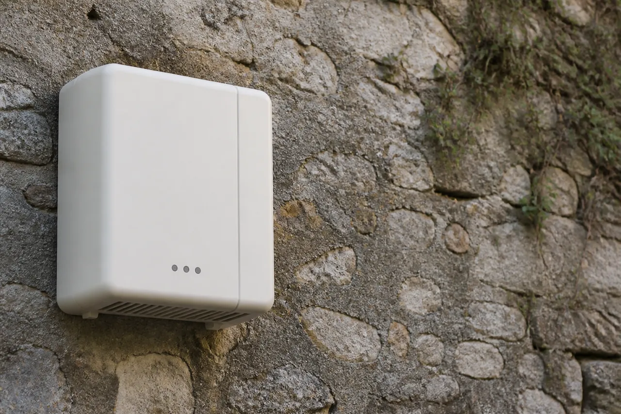 Boîtier anti-humidité électromagnétique sur un mur ancien