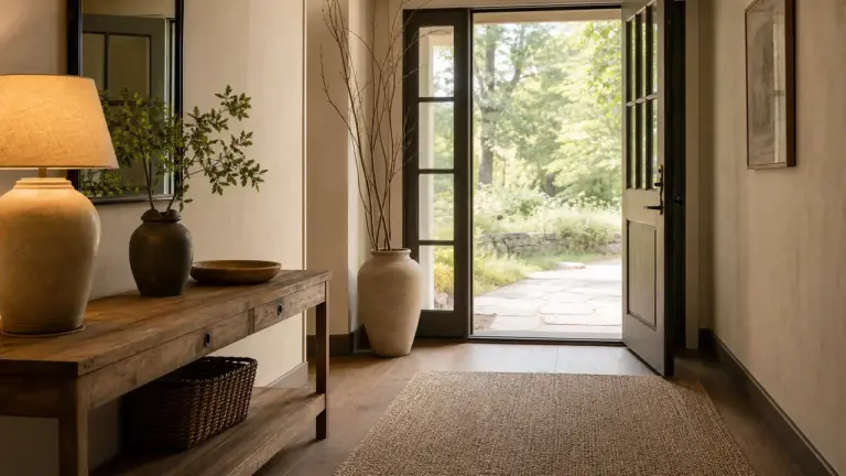 Déco pour une entrée chaleureuse avec matières naturelles